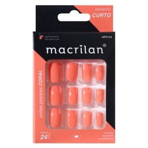 Macrilan Unhas Postiças Tamanho Curto Coral Up214A (24 Unidades)