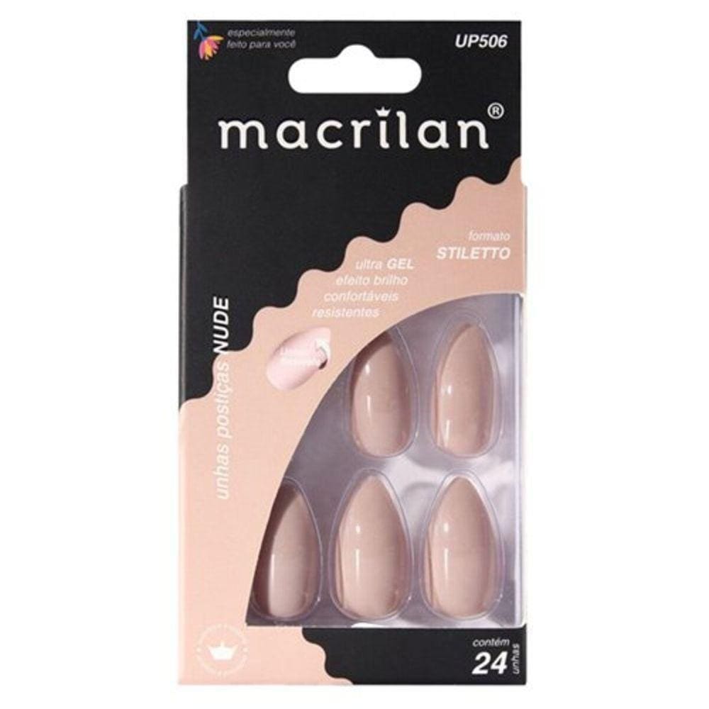 Macrilan Unhas Postiças Stiletto Nude Up506 (24 Unidades)