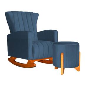 Poltrona Balanço C/ Puff Melinda Suede Azul Royal - LM DECOR