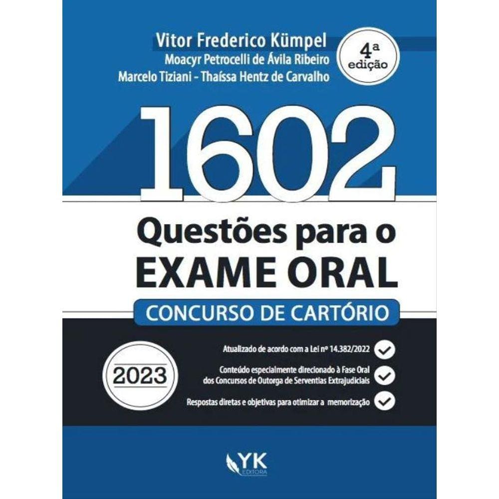 1602 Questões Para O Exame Oral - Concurso De Cartório - 2023