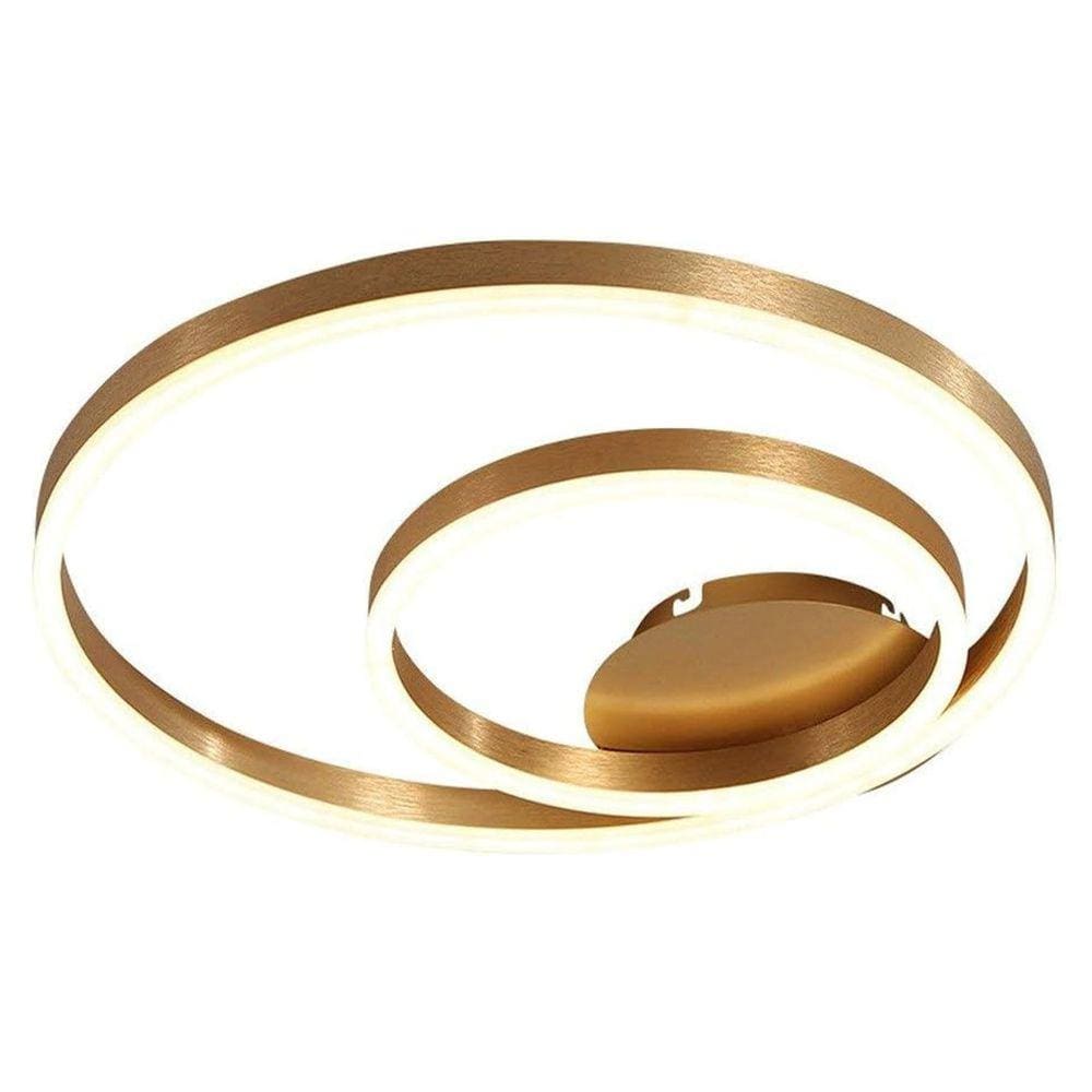 Paflon Orbita Dourada Sobrepor 50 cm Luxo Decoraçao Rustica 2 Aneis Moderna Sala De Estar Luminaria Led Teto 2 Em 1 Iluminaçao Casa
