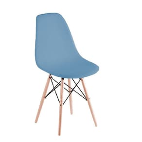Cadeira Charles Eames Eiffel Azul Retrô Pés de Madeira