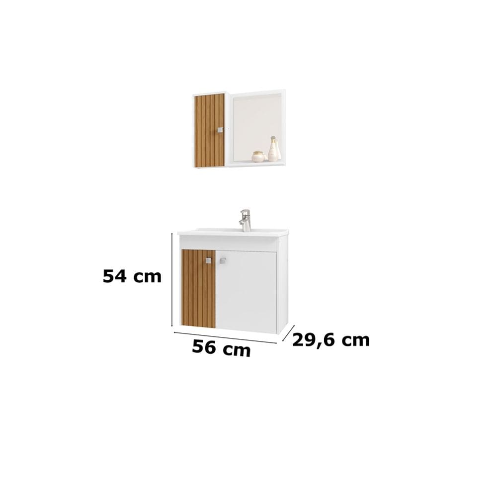 Conjunto Para Banheiro Munique Branco Ripado - Bechara Móveis