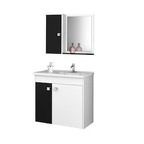 Conjunto Para Banheiro Munique Branco Com Preto - Bechara Móveis