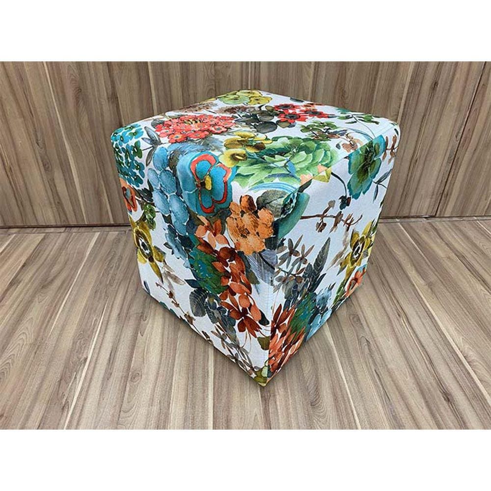 Puff Decorativo Floral Verde 49 Alpoim