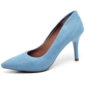 Scarpin Ellas Online Salto Médio Jeans Delave