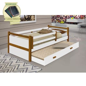 Beliche Bianca Design Infantil Solteiro  - Branco/amêndoa Incluso Lousa Mágica
