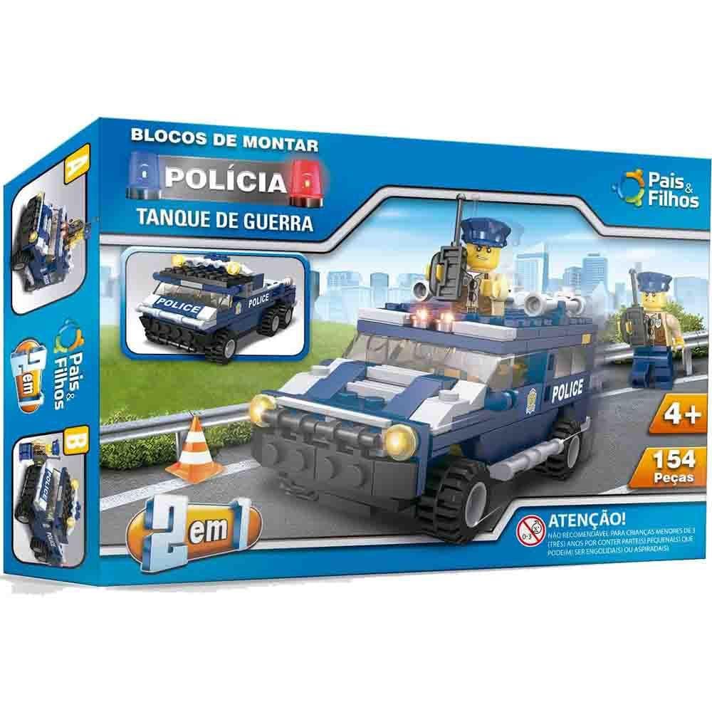 Blocos de montar Cubic lego lancha Polícia 98 peças Multikids - Up  Brinquedos