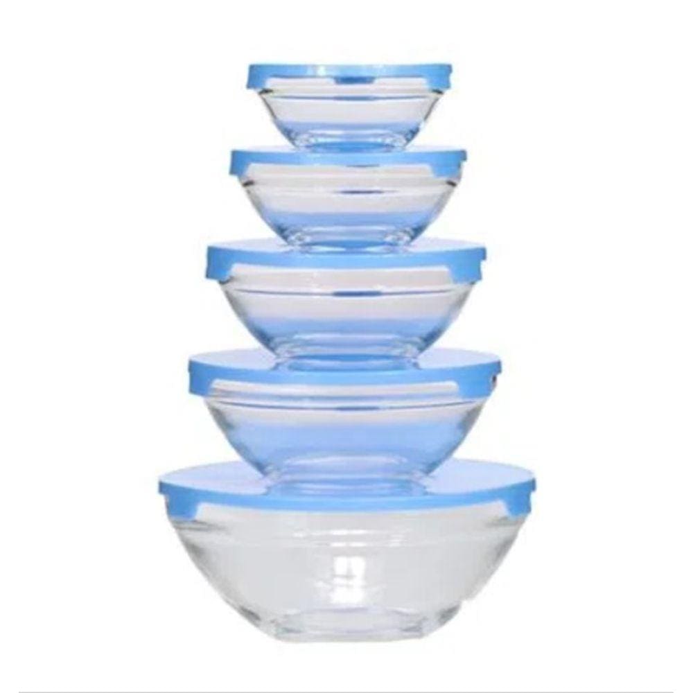 Jogo Bowl Dunas Vidro 5 Peças Azul