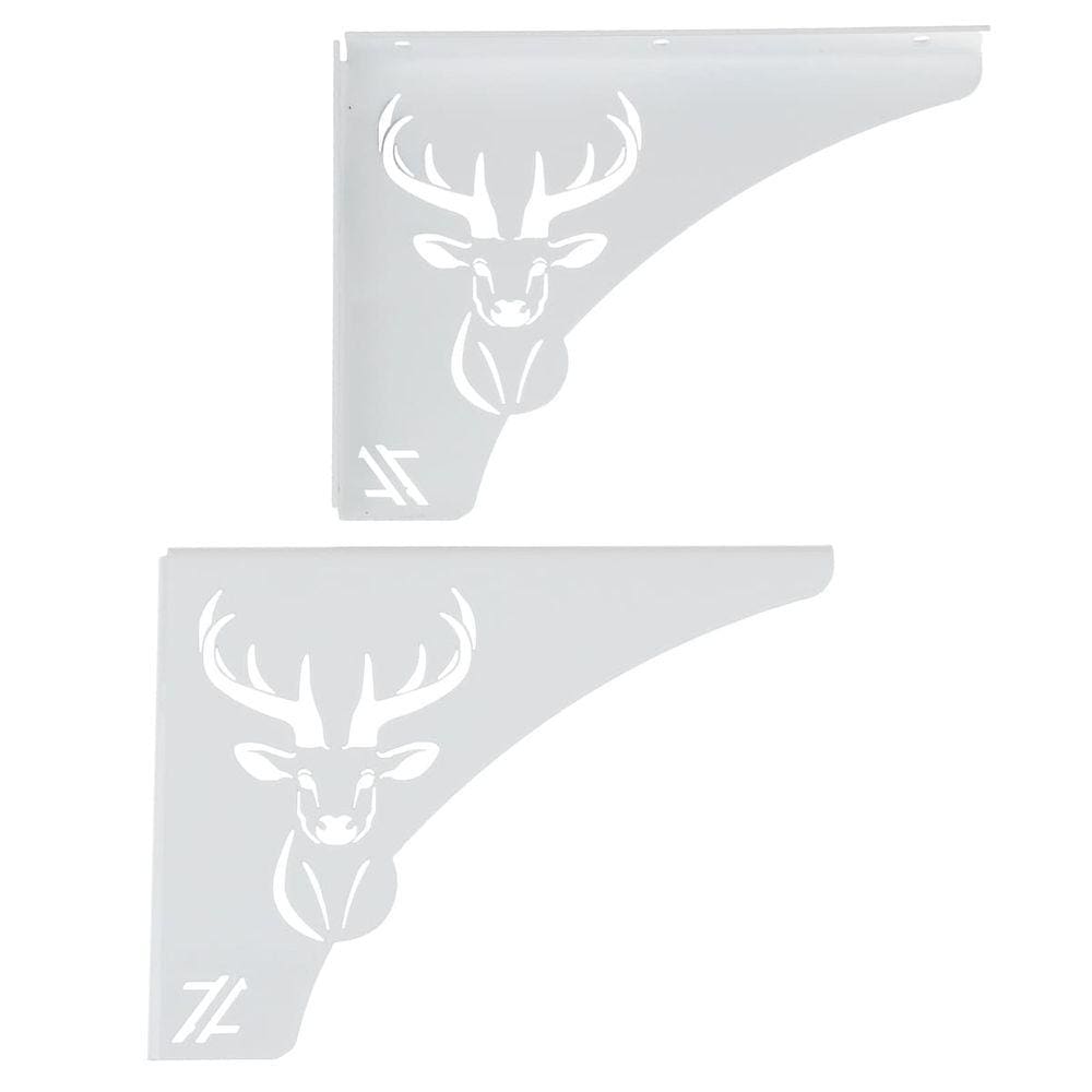 Mão Francesa Decorativa Branco em Aço 20cm Cabeça de Alce Cervo Zarg para Prateleira