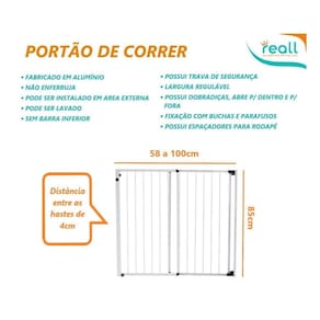 Portão Segurança Criança Pet Regulável De 58 A 100Cm Branco