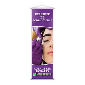 Banner Designer de Sobrancelhas Salão Contato 100x30cm