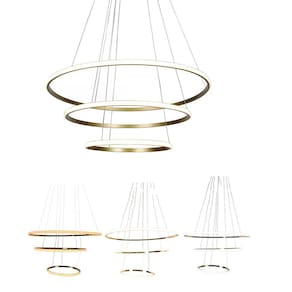 Luminaria Aneis 3 em 1 Lustre Pendente Ajustavel Regulavel Perfil Infinito Led Comercial Residencial Quarto Sala de Jantar Moderno Iluminaçao
