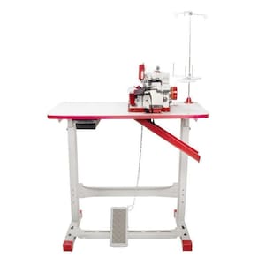 Overloque Gn1 Semi Industrial Vermelha Com Mesa 110v