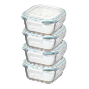 Pote Hermético de Vidro Quadrado c/ Trava Kit 12 Pçs 520ml