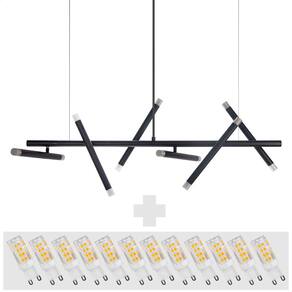 Lustre Grande Slim Moderno Billy PRETA + 12 LED G9 de 5W