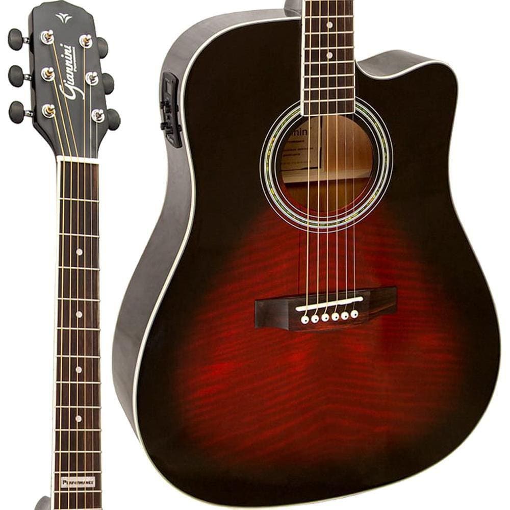 Violão Giannini GF1D CEQ Brown Red Burst Elétrico Aço