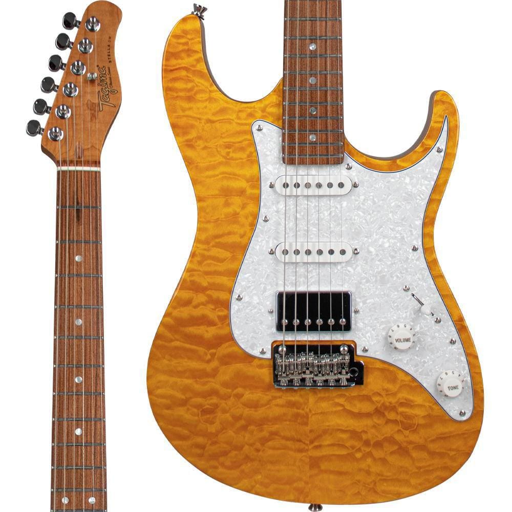 Guitarra Tagima Stella DW HSS Transparent Ambar Polaroid White Escala Escura