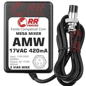 Fonte Ac 17Vac Para Mesa De Som Mixer Amw K8 V2 E K16 V2