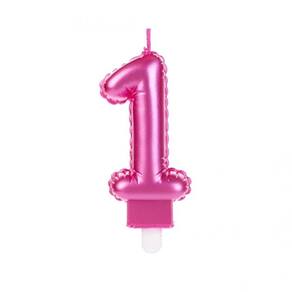 Vela Balão Rosa Número 1 Silverfestas