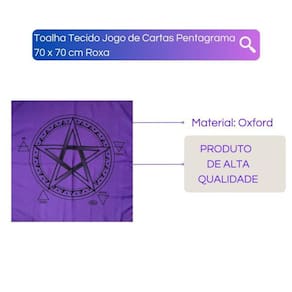 Toalha Tecido Jogo De Cartas Pentagrama 70 X 70 Cm Roxa