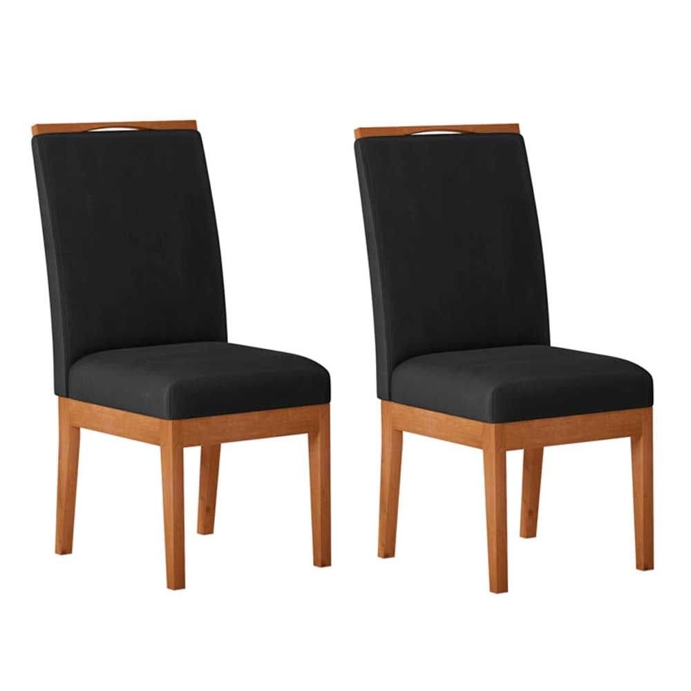 Kit 2 Cadeiras de Jantar Talita N04 Veludo Preto/Ipê - Mpozenato