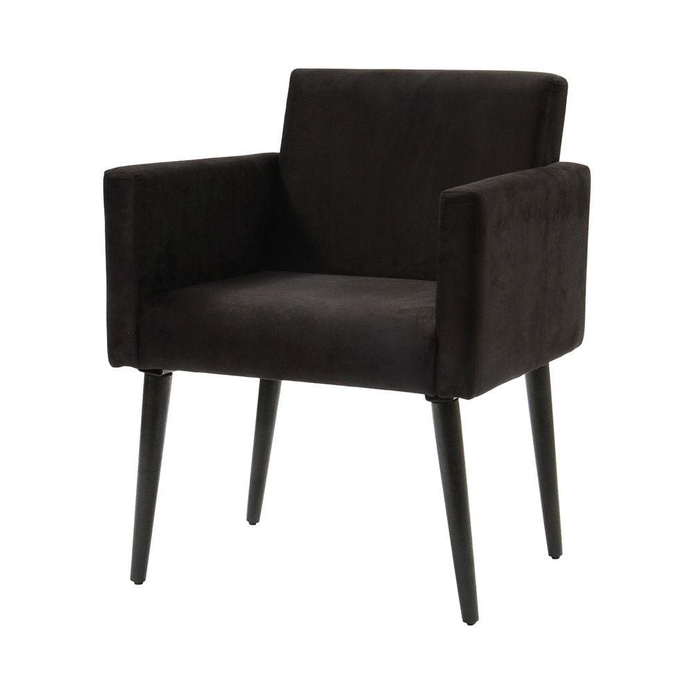 Poltrona Retrô Luca em Tecido Suede Pés Palito Madeira - Preto
