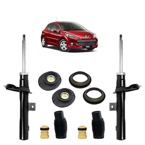 2 Kit Batente + Par Amortecedor Peugeot 207 2008 A 2014 Dianteiro Monroe