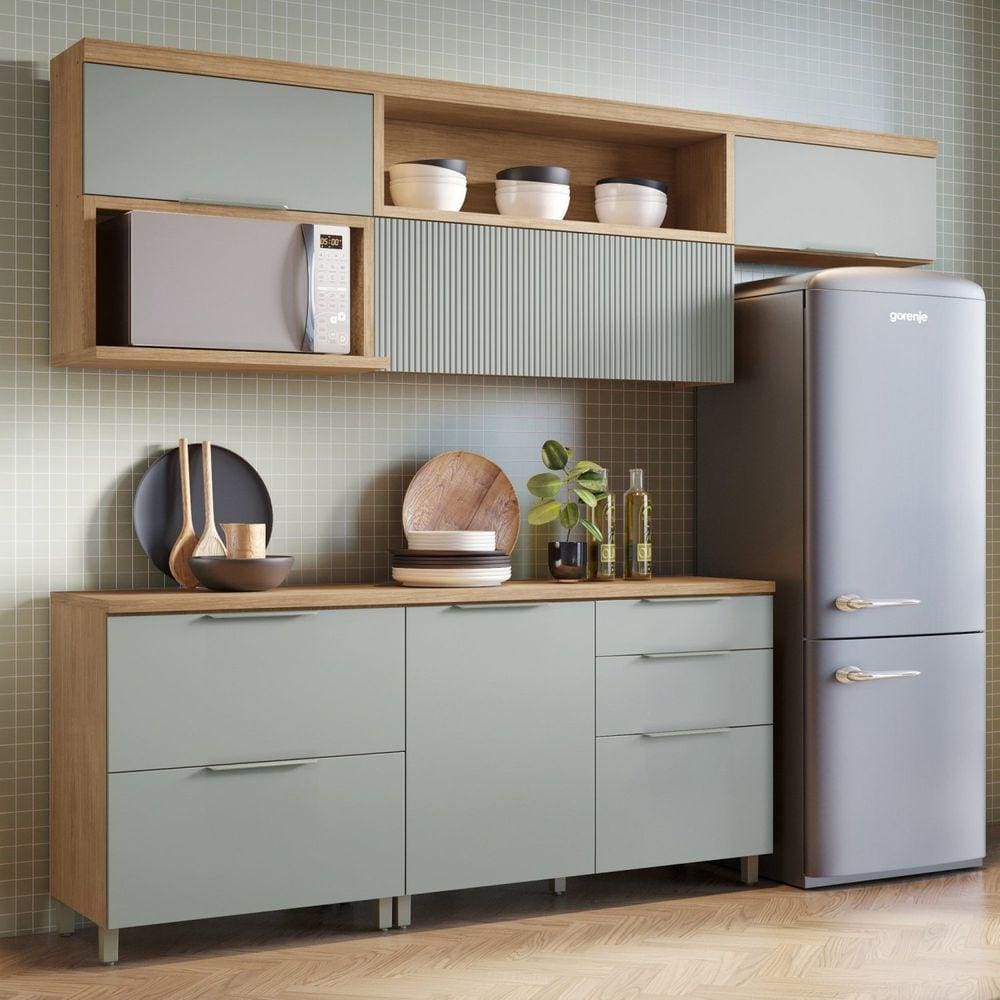 Cozinha 5 Peças 100% MDF Marquesa Marrom/Verde