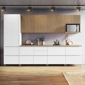 Cozinha 7 Peças 100% MDF Rainha Branco/Marrom