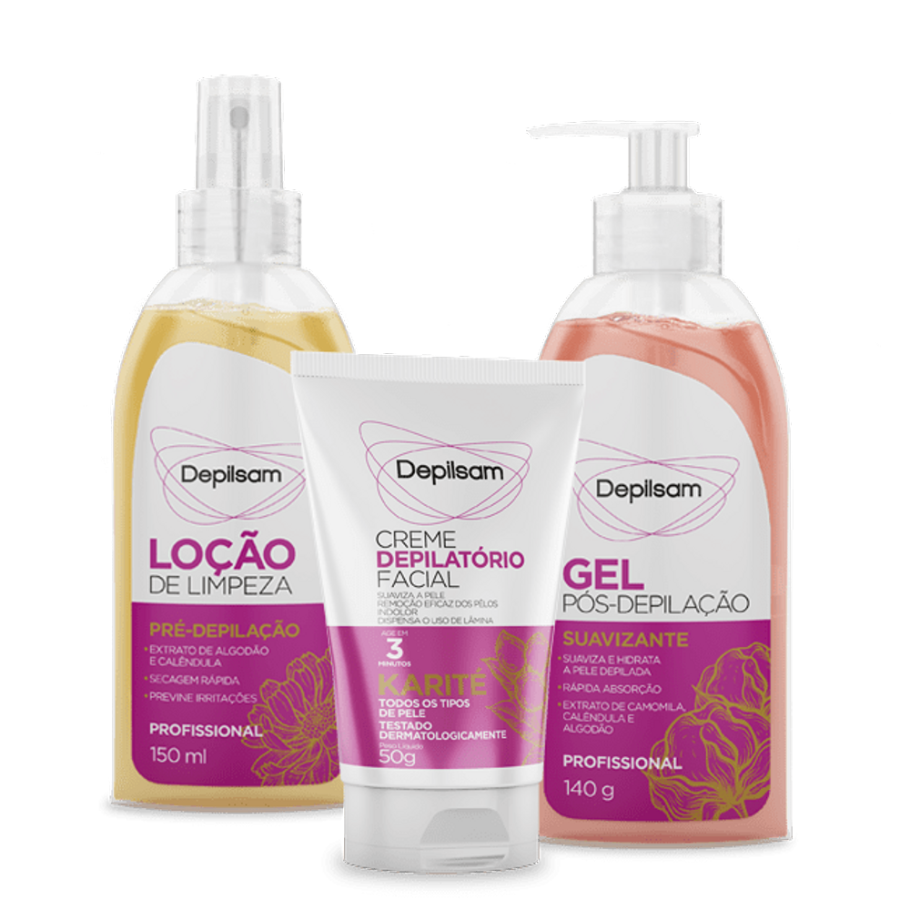 Kit Depilatório Corporal Completo Depilsam Karité com 3 unidades