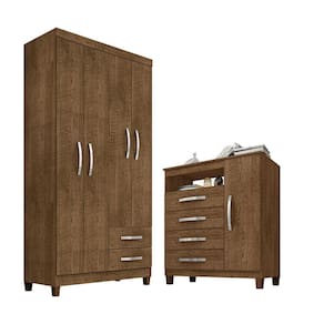 Guarda Roupa Solteiro 4 Portas 2 Gavetas Modena Com Cômoda Sapateira 4 Gavetas 1 Cannes Malbec Incorplac