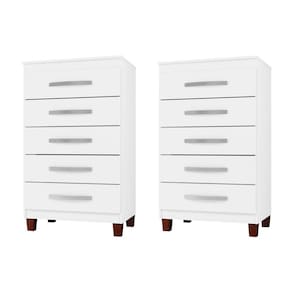 Kit Com 2 Cômoda 5 Gavetas Cannes Branco Incorplac