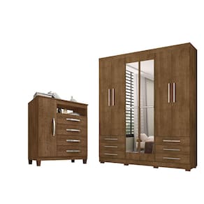 Guarda Roupa De Casal 6 Portas Com Espelho Londres e Sapateira Cannes 4 Gavetas e 1 Porta Malbec Incorplac