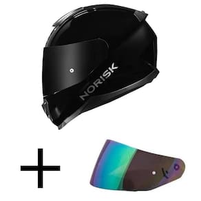 Capacete Norisk Razor Monocolor Preto Brilhante Mais Viseira Camaleão