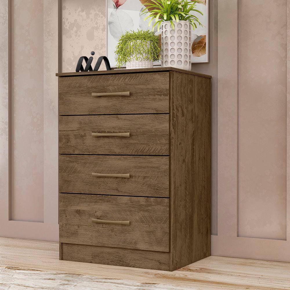 Cômoda 4 Gavetas Castanho Wood MS913 Moval - Marrom