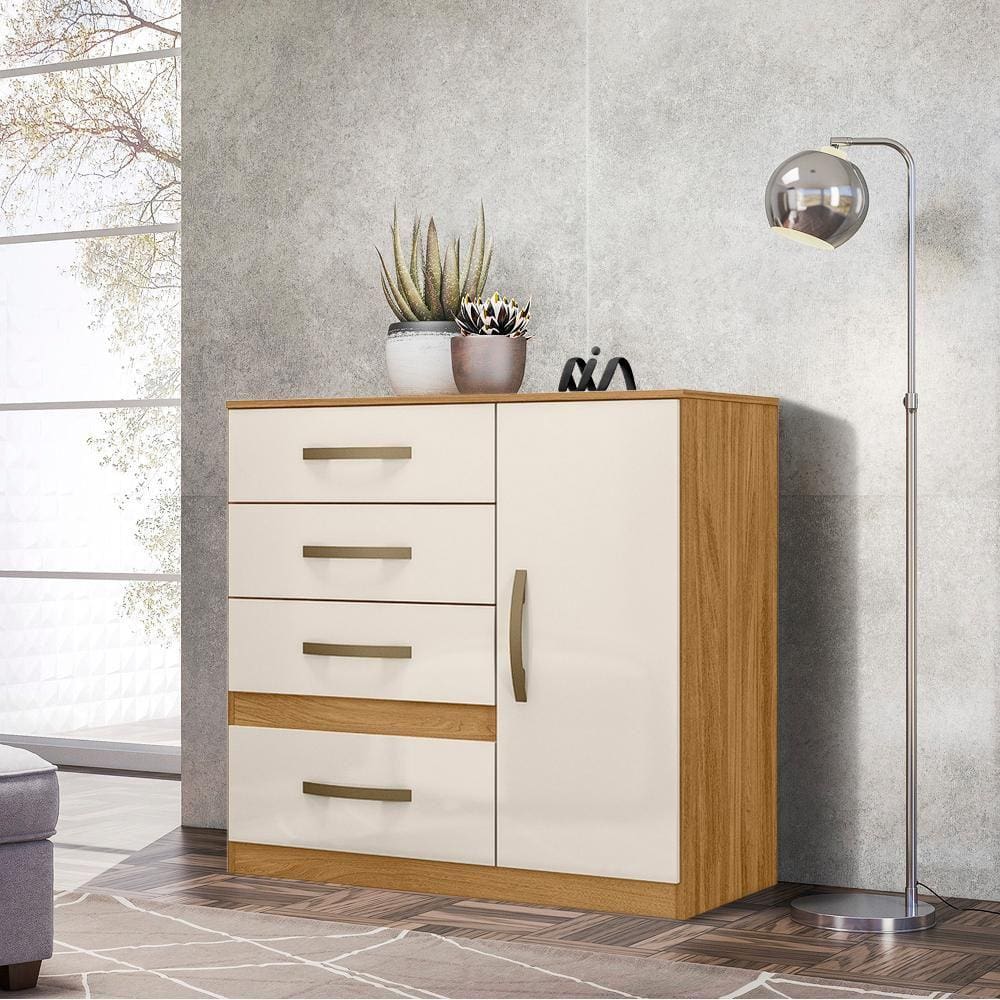 Cômoda Com Sapateira Freijó Off White Vênus Moval - Marrom