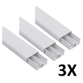 Kit 3 Canaleta 2 Divisórias Cabos Fios Fita Dupla Face 2Mt