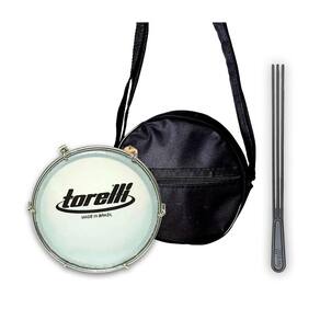 Kit Tamborim Pele Leitosa Torelli Pto, Bag e Baqueta Tripla