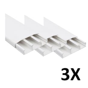 Kit 3 Canaleta 3 Divisórias Cabos Fios Fita Dupla Face 2Mt