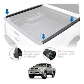 Protetor Borda Lateral Caçamba Hilux Cab Dupla 2005 Até 2015 Preto Especifico
