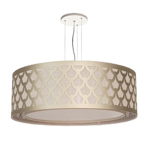 Luminária De Teto Pendente Trama Cúpula Dupla Bronze 50X16