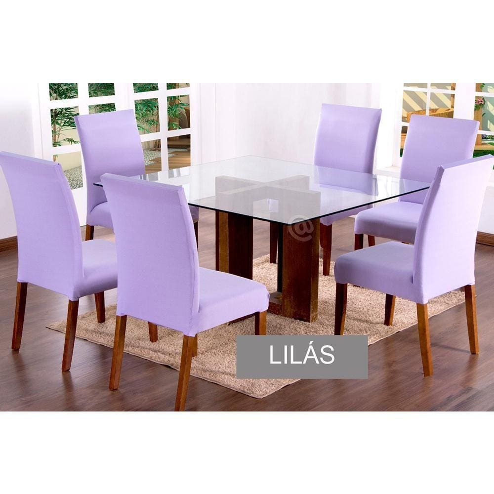 Capas Para Cadeiras De Jantar 08 Peças Em Malha Gel Lisa - Lilás