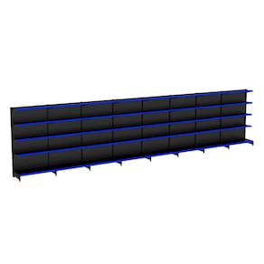 Gondola Parede 196 Flex Kit 8 Metros Preto Pe Azul