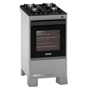 Fogão de Piso Max Plus mesa de vidro 4 Queimadores Prata Suggar