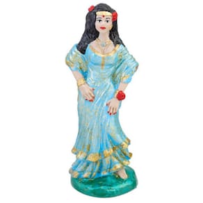 Imagem Cigana Azul Claro Escultura Resina Estatua 15 Cm