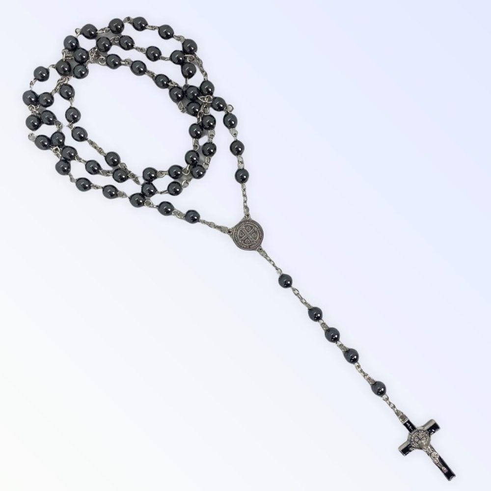 Terço Pedra Hematita Natural Rosário 6 MM