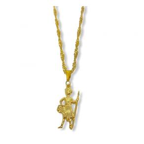 Corrente Com Pingente De Ogum Dourado 3,5 Cm