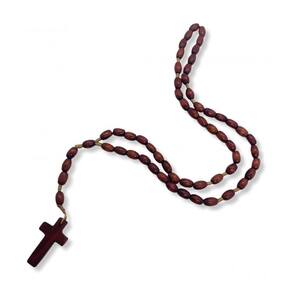 Terço de Madeira Com Crucifixo Marrom Conta 8MM