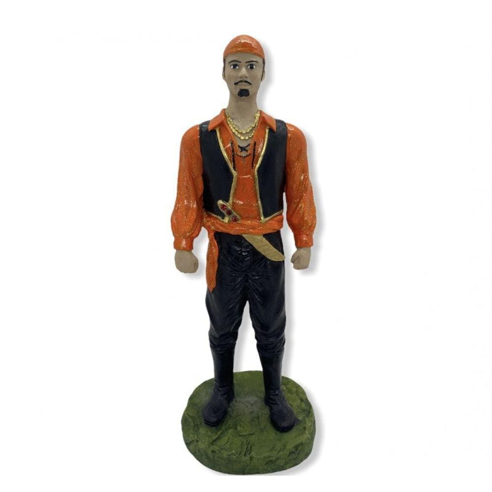Imagem Cigano Laranja Escultura Resina Estatua 25 Cm
